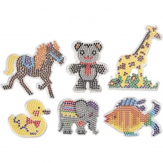 Steckplatte, Ente, Elefant, Giraffe, Bär, Pferd und Fisch, Größe 10x11-13x16,5 cm, 6 Stk/ 1 Pck