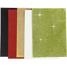 Moosgummi-Blätter, A5, Blatt 148x210 mm, Dicke 2 mm, Sortierte Farben, 5 Bl./ 1 Pck