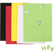 Moosgummi-Buchstaben & Zahlen, Blatt 15x21 cm, Größe 2-2,3 cm, Dicke 2 mm, Sortierte Farben, 5 Bl./ 1 Pck
