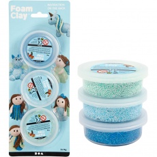 Foam Clay® , Glitter,Metallic, Blau, Hellblau, Grün, 3x14 g/ 1 Pck