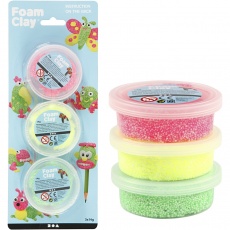 Foam Clay® , Hellgrün, Neonpink, Neongelb, 3x14 g/ 1 Pck