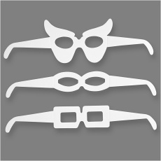 Brillen, H 4,5-10 cm, L 32 cm, 230 g, Weiß, 16 Stk/ 1 Pck