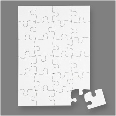 Blanco-Puzzle, Größe 15x21 cm, Weiß, 16 Stk/ 1 Pck, 24 Stücke