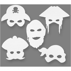 Piraten-Masken, H 16-26 cm, B 17,5-26,5 cm, 230 g, Weiß, 16 Stk/ 1 Pck