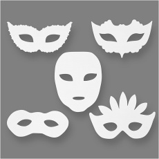 Karnevals-Masken, H 8,5-19 cm, B 15-20,5 cm, 230 g, Weiß, 16 Stk/ 1 Pck