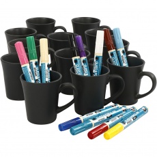 Schwarze Porzellanbecher zum Bemalen, Sortierte Farben, 36 Stck., 1 Set