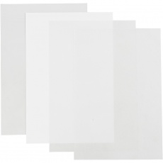 Plastikschrumpfplatten, Blatt 20x30 cm, Dicke 0,3 mm, Glänzend transparent, Matt transparent, Mattweiß, 4 Bl./ 1 Pck