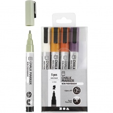 Kreide-Marker, Strichstärke 1,2-3 mm, sanfte, dezente Farben, 5 Stk/ 1 Pck