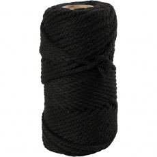 Macramé-Kordel, L 55 m, D 4 mm, Schwarz, 330 g/ 1 Rolle