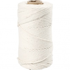 Macramé-Kordel, L 198 M, D 2 mm, Naturweiß, 330 g/ 1 Rolle