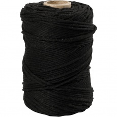 Macramé-Kordel, L 198 M, D 2 mm, Schwarz, 330 g/ 1 Rolle