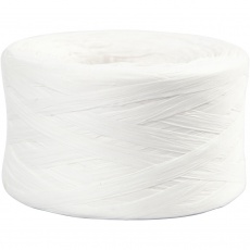 Papierbast (Raffia), B 7-8 mm, Weiß, 100 m/ 1 Rolle