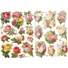 Vintage-Glanzbilder, Rosen, Blatt 16,5x23,5 cm, 2 Bl./ 1 Pck