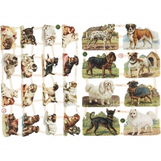 Vintage-Glanzbilder, Hunde, Blatt 16,5x23,5 cm, 2 Bl./ 1 Pck