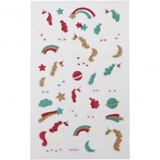 Glitzer-Sticker, Einhorn, Blatt 10x16 cm, 1 Bl.