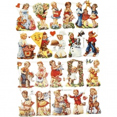 Vintage-Glanzbilder, Kinder nostalgisch, Blatt 16,5x23,5 cm, 2 Bl./ 1 Pck