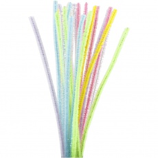 Chenilledraht, L 30 cm, Dicke 6 mm, Frühlingsfarben, 24 sort./ 1 Pck