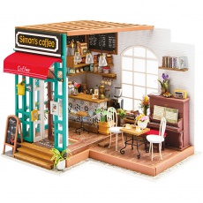 DIY-Miniatur-Zimmer, Kaffeestube, H 19 cm, L 22,6 cm, B 19,4 cm, 1 Stk