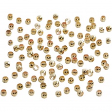 Quetschperlen, D 2 mm, Gold, 100 Stk/ 1 Pck