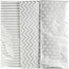 Seidenpapier, Blatt 50x70 cm, 17 g, Silber, 6 Bl./ 1 Pck