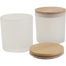 Glasgefäße mit Holzdeckel, H 9 cm, D 8 cm, 315 ml, 12 Stk/ 1 Pck