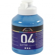 Acrylfarbe Glitter, Blau, 500 ml/ 1 Fl.