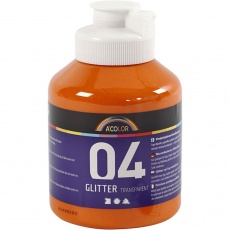 Acrylfarbe Glitter, Orange, 500 ml/ 1 Fl.