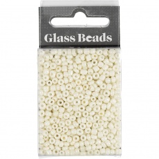 Rocailleperlen, D 3 mm, Größe 8/0, Lochgröße 0,6-1,0 mm, Creme, 25 g/ 1 Pck