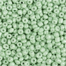 Rocailleperlen, D 3 mm, Größe 8/0, Lochgröße 0,6-1,0 mm, Hellgrün, 25 g/ 1 Pck