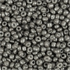 Rocailleperlen, D 3 mm, Größe 8/0 , Lochgröße 0,6-1,0 mm, Grau, 25 g/ 1 Pck