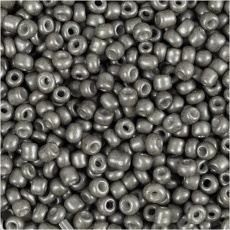 Rocailleperlen, D 3 mm, Größe 8/0, Lochgröße 0,6-1,0 mm, Grau, 25 g/ 1 Pck