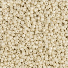 Rocailleperlen, D 1,7 mm, Größe 15/0, Lochgröße 0,5-0,8 mm, Creme, 25 g/ 1 Pck