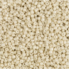 Rocailleperlen, D 1,7 mm, Größe 15/0 , Lochgröße 0,5-0,8 mm, Creme, 25 g/ 1 Pck