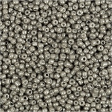 Rocailleperlen, D 1,7 mm, Größe 15/0, Lochgröße 0,5-0,8 mm, Hellgrau, 25 g/ 1 Pck