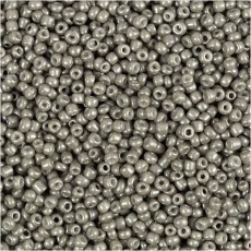 Rocailleperlen, D 1,7 mm, Größe 15/0 , Lochgröße 0,5-0,8 mm, Hellgrau, 25 g/ 1 Pck