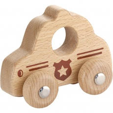 VIGA Kleines Polizeiauto aus Holz, Polizeiauto, Größe 9x7,5 cm, 1 Stk