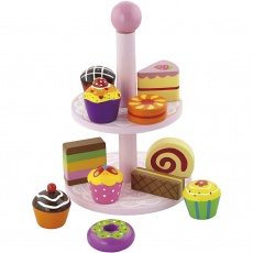 VIGA Cupcakes mit Kuchenregal, Größe 25.5 cm, 1 Set