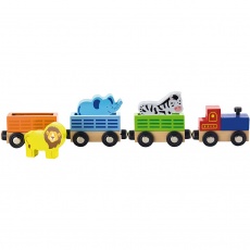 VIGA Eisenbahnzubehör, Zug mit Tierfiguren , 7 Teile/ 1 Set