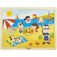 VIGA Holzpuzzle Jahreszeiten, Sommer, Größe 30x22,5 cm, 1 Stk, 24 Stücke