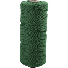 Macramé-Kordel, L 315 M, Dicke 1 mm, Dünne Qualität 12/12, Grün, 220 g/ 1 Knäuel