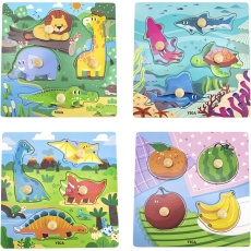 VIGA Kinder-Puzzle mit Knöpfen, H 26 mm, L 22 cm, B 22 cm, 4 Stk/ 1 Pck