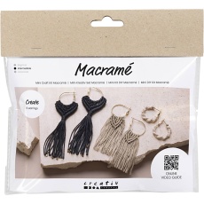 Mini Kreativ Set Macramé , Ohrringe, Schwarz, Olivbraun, Beige, 1 Pck