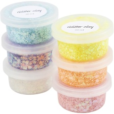 Glitter Clay, Pastellfarben, 6x20 ml/ 1 Pck