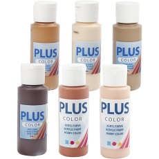 Plus Color Bastelfarbe, Sortierte Farben, 6x60 ml/ 1 Pck