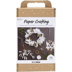 Kreativ Set Papierdeko, Kranz, Weiß, Hellnatur, 1 Pck