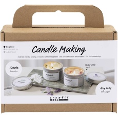 Mini Kreativ Set Kerzengießen, Sojawachskerze mit Aventurin und Amethyst, Creme, Creme, 1 Pck