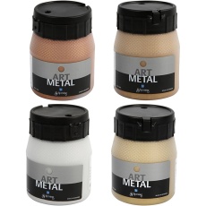 Art Metal Farbe, 5190, 5102, 5104, 5110, Kupfer, Hellgold, Mittelgold, Silber, 4x250 ml/ 1 Pck