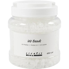 UV-Perlen , L 6 mm, D 8 mm, Lochgröße 4 mm, Sortierte Farben, 320 g, 700 ml/ 1 Dose