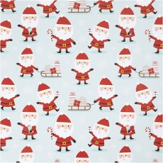 Geschenkpapier, Weihnachtsmann mit Schlitten, B 50 cm, 80 g, Mintgrün, 100 m/ 1 Rolle