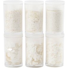 Biologisch abbaubarer Sparkles & Pailletten, Silber, Weiß, 6x7 ml/ 1 Pck
